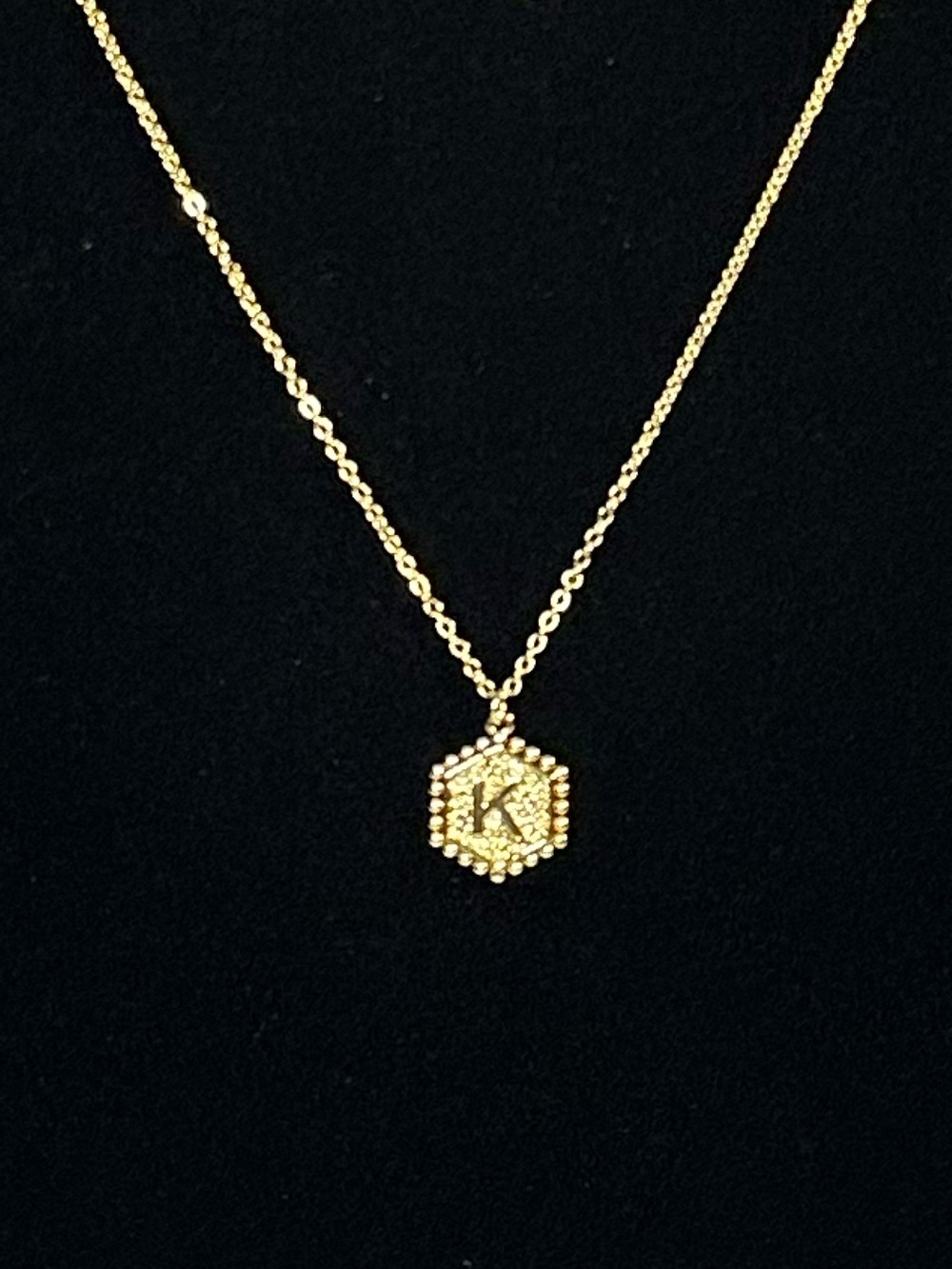 Gold Plated initial “K” Pendant With Necklace/Chain Retro Classic